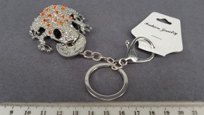 Брелок Лягушка (серебро) оранжевый страз